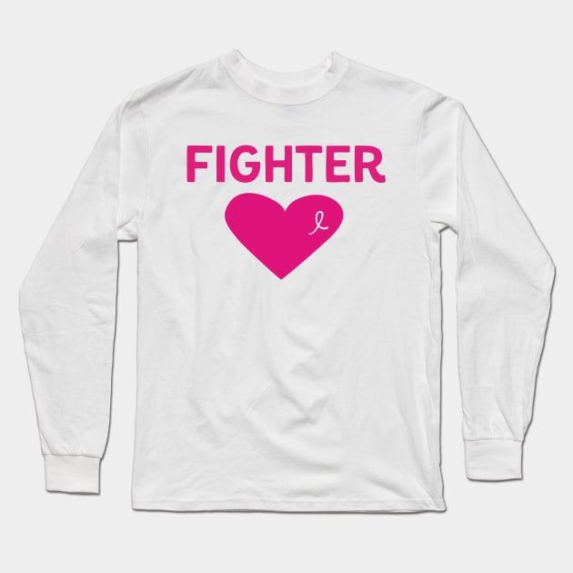 Breast Cancer Awareness Gift Pink Ribbon Fighter Pink Heart Design Long Sleeve T-Shirt by InnerMagic